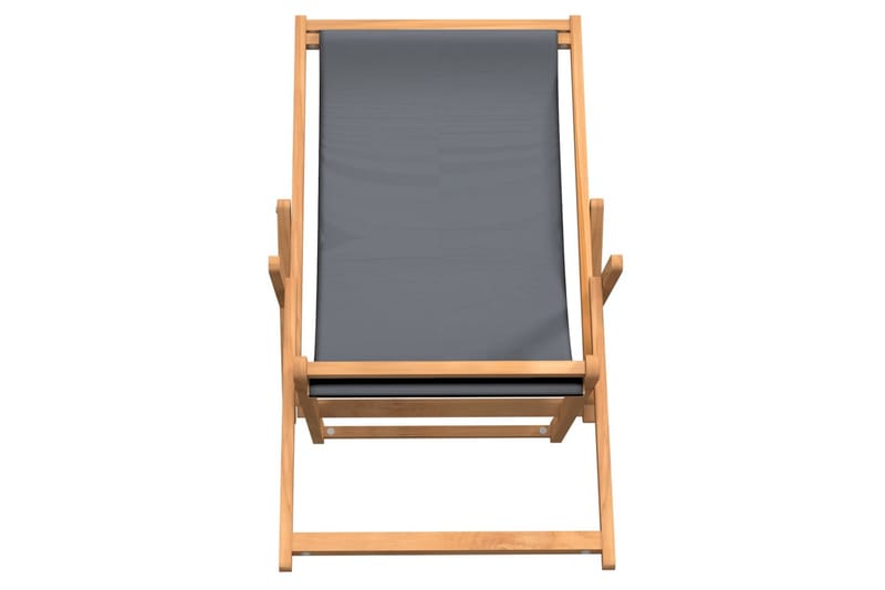 beBasic foldbar strandstol massivt teaktræ grå - Strandstole & campingstole - Strandstol