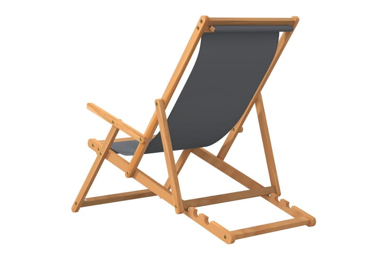 beBasic foldbar strandstol massivt teaktræ grå - Strandstole & campingstole - Strandstol