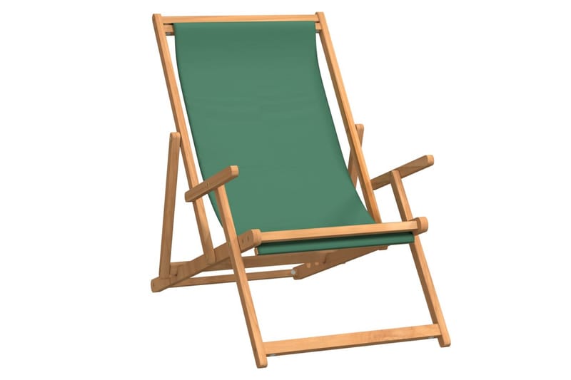 beBasic foldbar strandstol massivt teaktræ grøn - Strandstole & campingstole - Strandstol