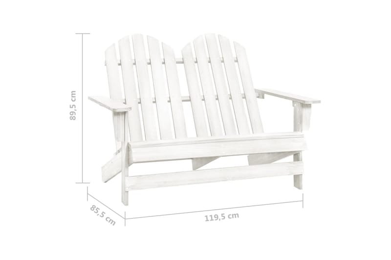 2-personers Adirondack-havestol massivt grantræ hvid - Hvid - Havemøbler - Havestole - Solstole - Dækstol