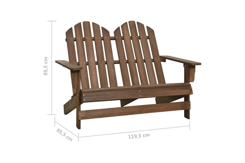 2-personers Adirondack-havestol massivt grantræ brun - Brun - Havemøbler - Havestole - Solstole - Dækstol