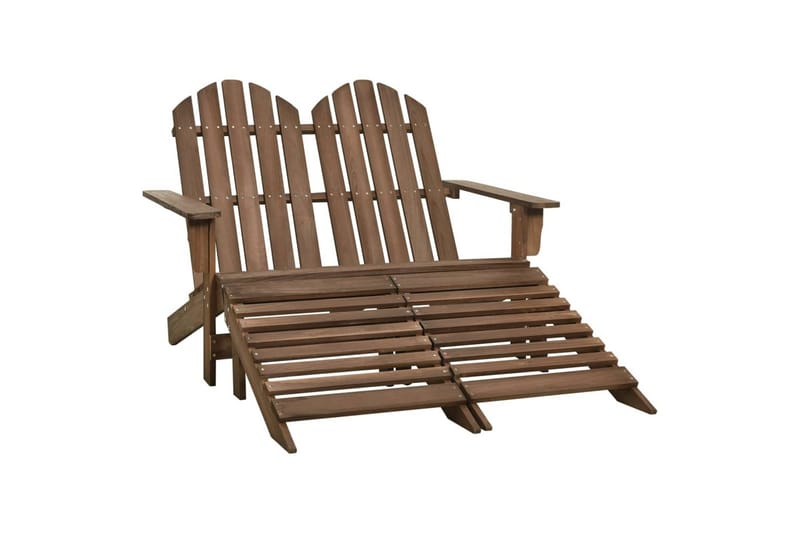 2-personers Adirondack-havestol med fodstøtte grantræ brun - Brun - Havemøbler - Havestole - Solstole - Dækstol