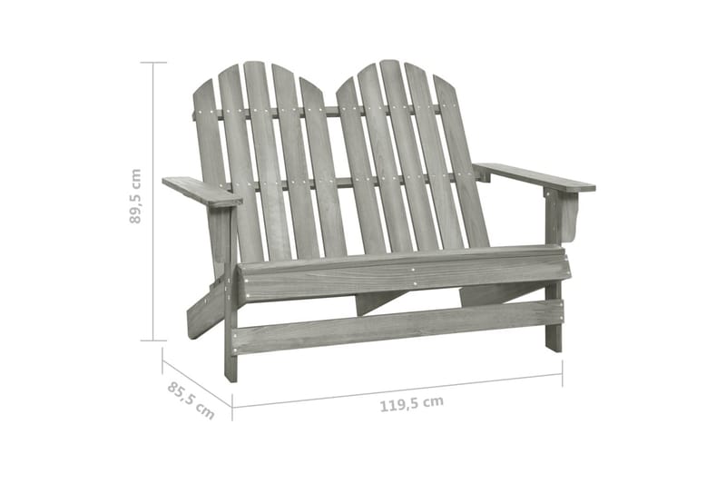 2-personers Adirondack-havestol massivt grantræ grå - Grå - Havemøbler - Havestole - Solstole - Dækstol