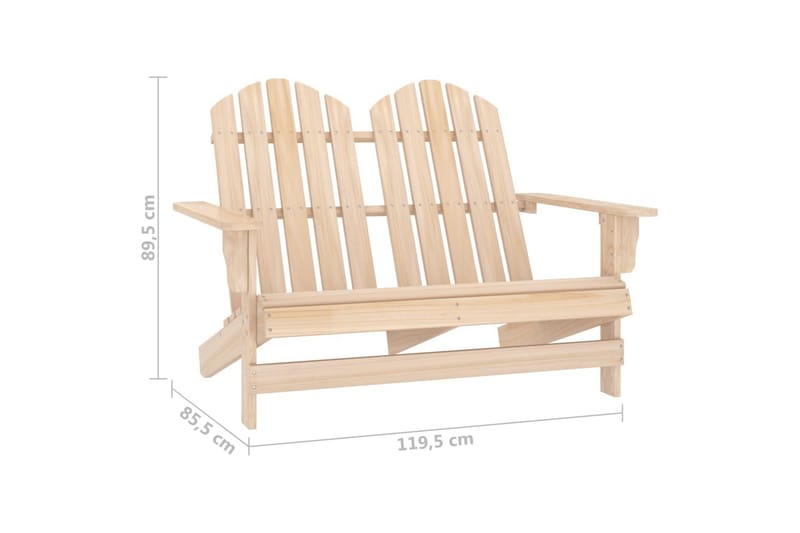 2-personers Adirondack-havestol massivt grantræ - Havemøbler - Havestole - Solstole - Dækstol