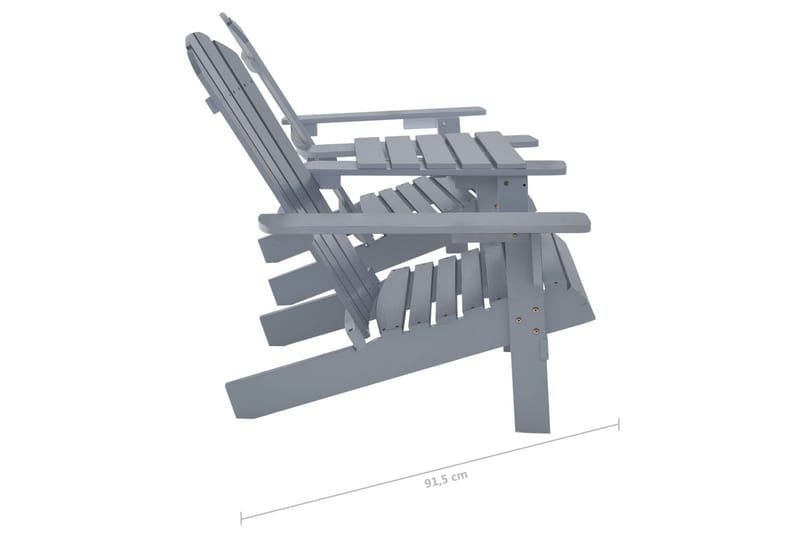 Adirondack-Havestol Massivt Fyrretræ Grå - Havemøbler - Havestole - Solstole - Dækstol