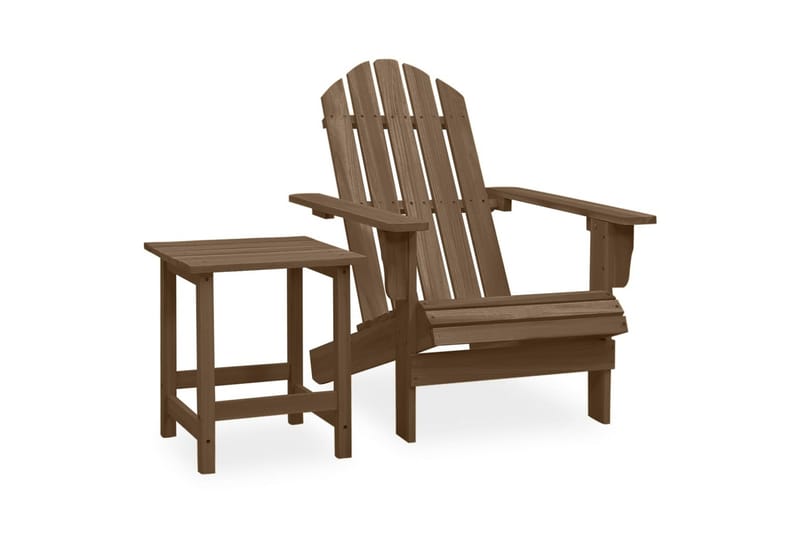 Adirondack-havestol med bord massivt grantræ brun - Brun - Dækstol