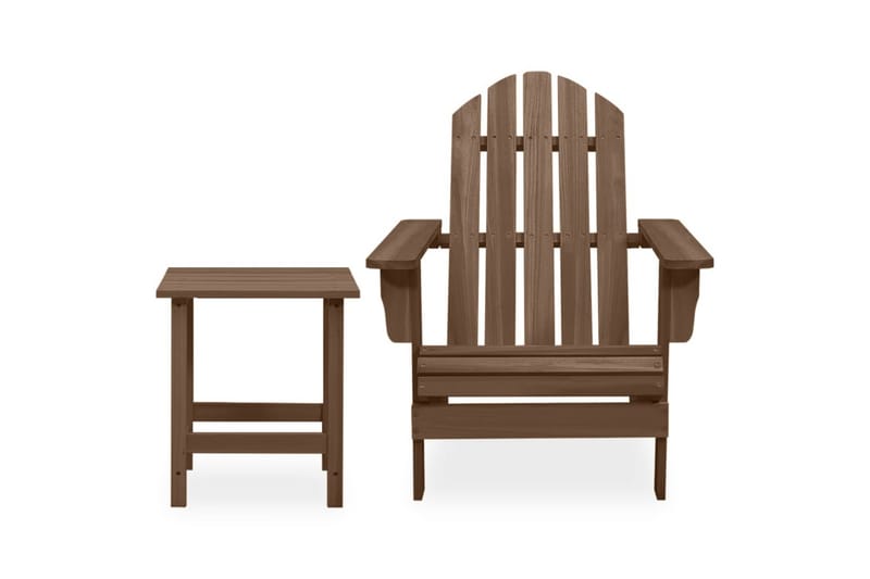 Adirondack-havestol med bord massivt grantræ brun - Brun - Havemøbler - Havestole - Solstole - Dækstol