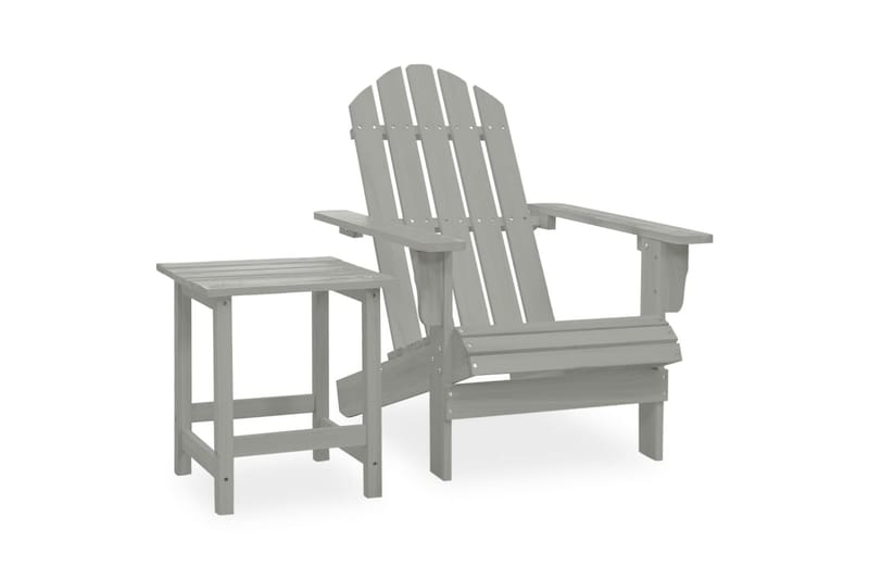 Adirondack-havestol med bord massivt grantræ grå - Grå - Havemøbler - Havestole - Solstole - Dækstol
