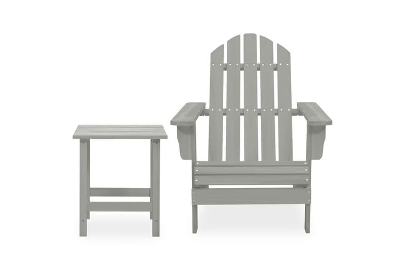 Adirondack-havestol med bord massivt grantræ grå - Grå - Havemøbler - Havestole - Solstole - Dækstol