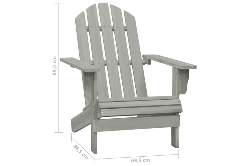 Adirondack-havestol med bord massivt grantræ grå - Grå - Havemøbler - Havestole - Solstole - Dækstol