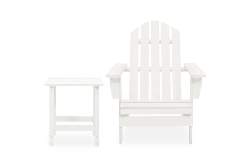 Adirondack-havestol med bord massivt grantræ hvid - Hvid - Dækstol
