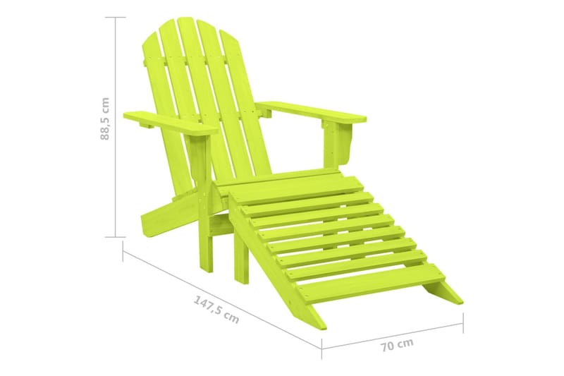 Adirondack-havestol med fodstøtte massivt grantræ grøn - Grøn - Dækstol