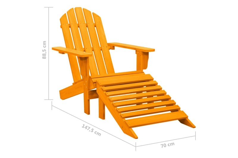 Adirondack-havestol med fodstøtte massivt grantræ orange - Orange - Dækstol