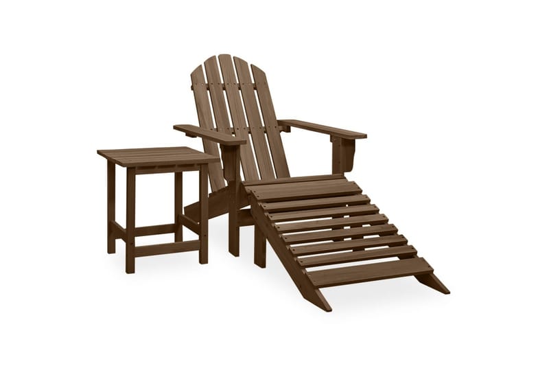 Adirondack-havestol med fodstøtte og bord massivt grantræ - Brun - Havemøbler - Havestole - Solstole - Dækstol