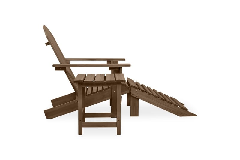 Adirondack-havestol med fodstøtte og bord massivt grantræ - Brun - Havemøbler - Havestole - Solstole - Dækstol