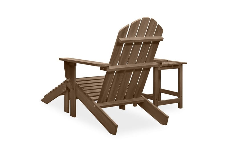 Adirondack-havestol med fodstøtte og bord massivt grantræ - Brun - Havemøbler - Havestole - Solstole - Dækstol