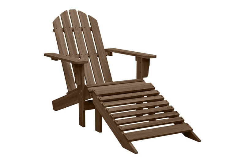 Adirondack-havestol med fodstøtte og bord massivt grantræ - Brun - Havemøbler - Havestole - Solstole - Dækstol