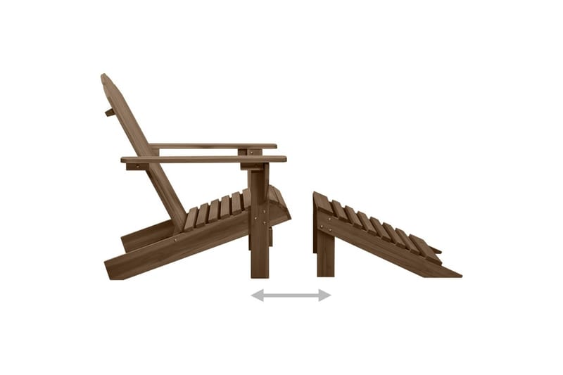 Adirondack-havestol med fodstøtte og bord massivt grantræ - Brun - Havemøbler - Havestole - Solstole - Dækstol