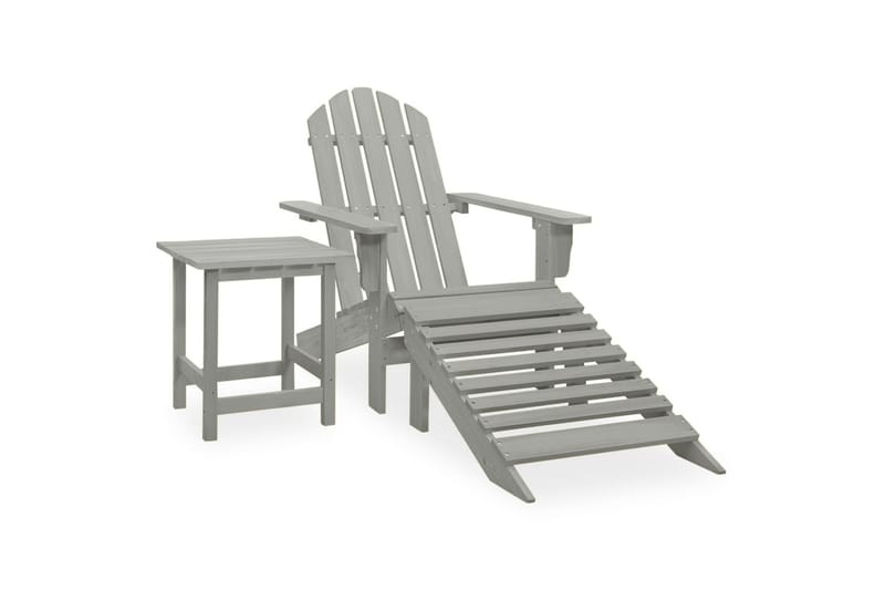 Adirondack-havestol med fodstøtte og bord massivt grantræ - Grå - Havemøbler - Havestole - Solstole - Dækstol