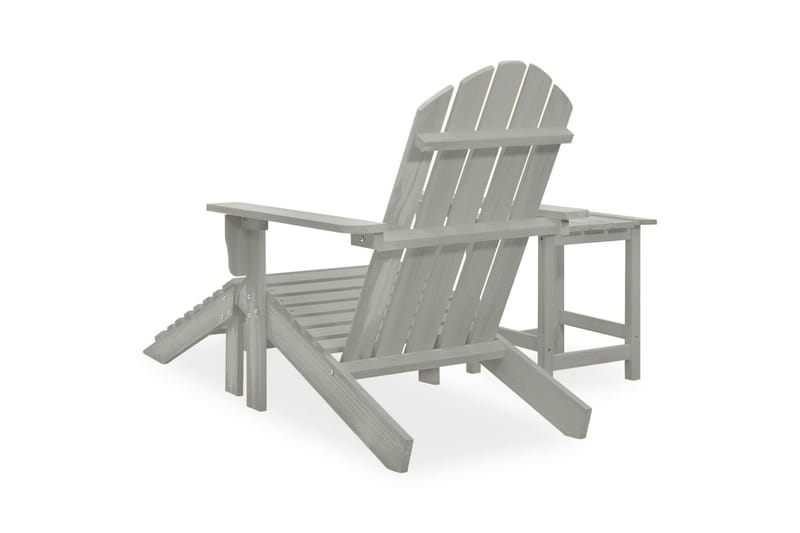 Adirondack-havestol med fodstøtte og bord massivt grantræ - Grå - Havemøbler - Havestole - Solstole - Dækstol