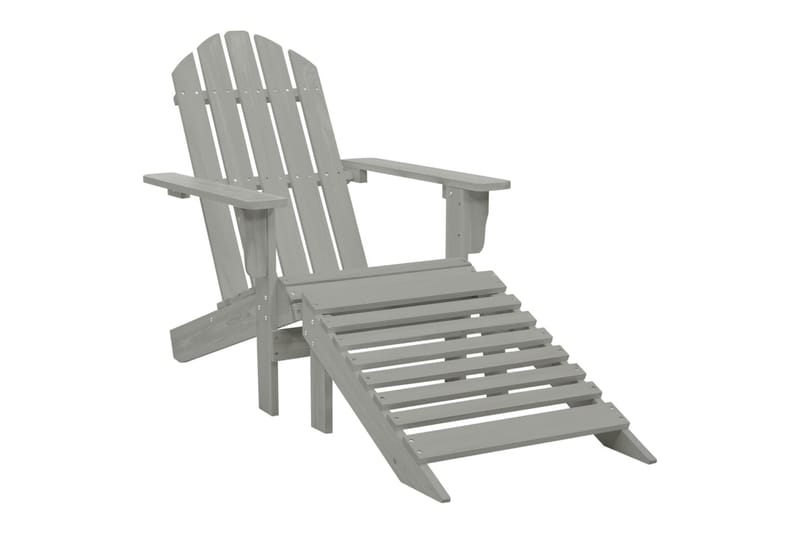Adirondack-havestol med fodstøtte og bord massivt grantræ - Grå - Havemøbler - Havestole - Solstole - Dækstol