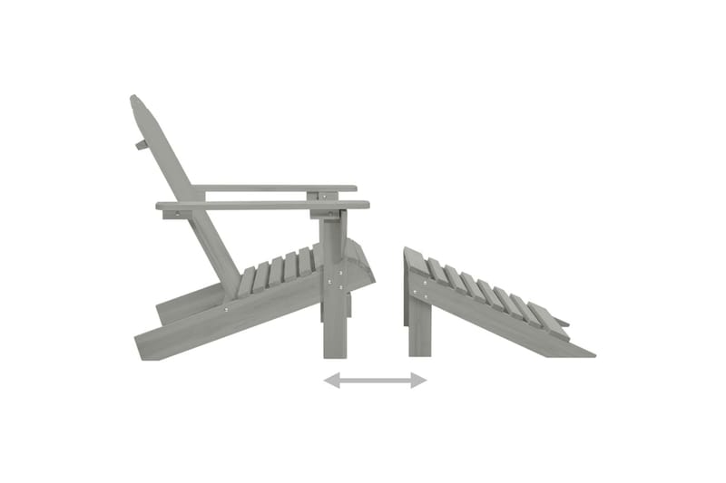Adirondack-havestol med fodstøtte og bord massivt grantræ - Grå - Havemøbler - Havestole - Solstole - Dækstol