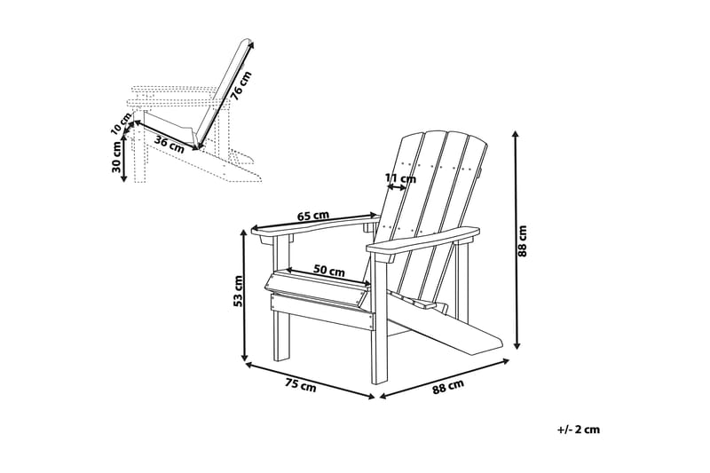 Adirondack solstol 88 | 75 | 88 cm - Blå - Dækstol