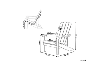 Adirondack solstol 88 | 75 | 88 cm - Grå - Havemøbler - Havestole - Solstole - Dækstol