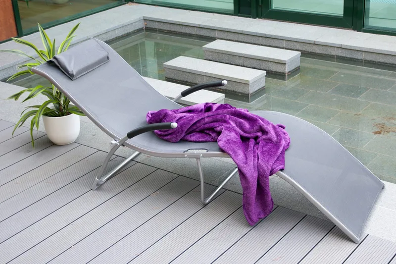 Dækstol BATYA 173x63x65cm farve: grå stålramme - Havemøbler - Havestole - Solstole