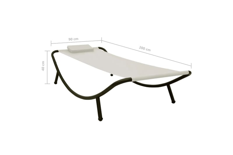 Liggestol 200x90 cm Stål Cremefarvet - Creme - Havemøbler - Havestole - Solstole - Dækstol