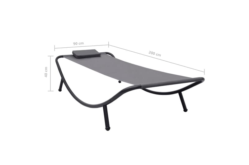 Liggestol 200x90 cm Stål Grå - Grå - Havemøbler - Havestole - Solstole - Dækstol