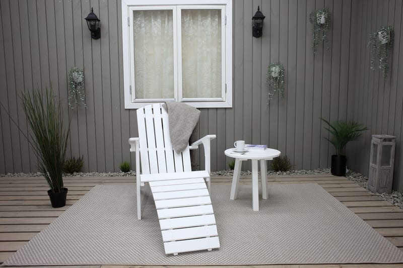 Rolston Dækstol med Fodskammel - Hvid - Havemøbler - Havestole - Solstole - Dækstol