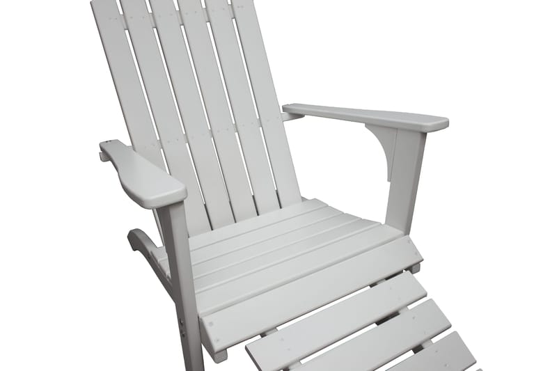 Rolston Dækstol med Fodskammel - Hvid - Havemøbler - Havestole - Solstole - Dækstol