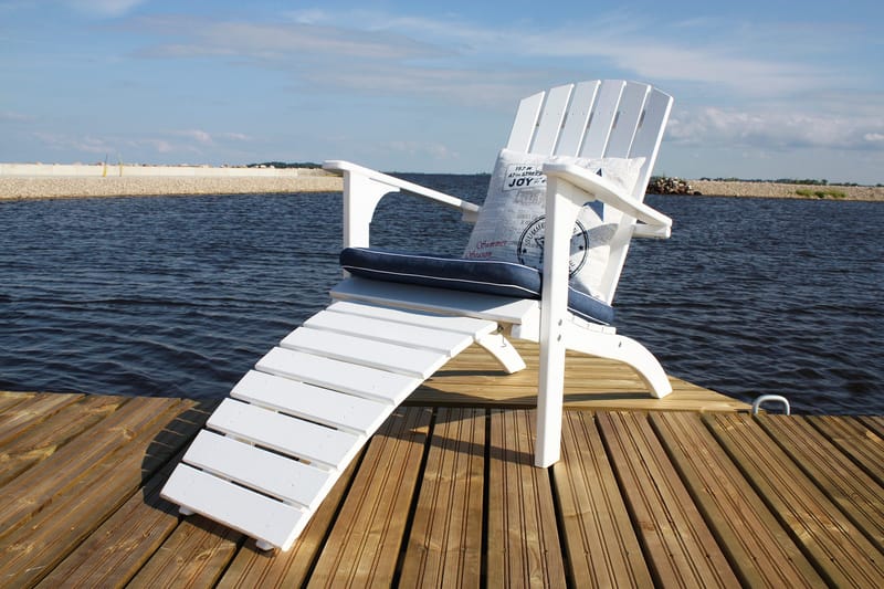 Rolston Dækstol med Fodskammel - Hvid - Havemøbler - Havestole - Solstole - Dækstol