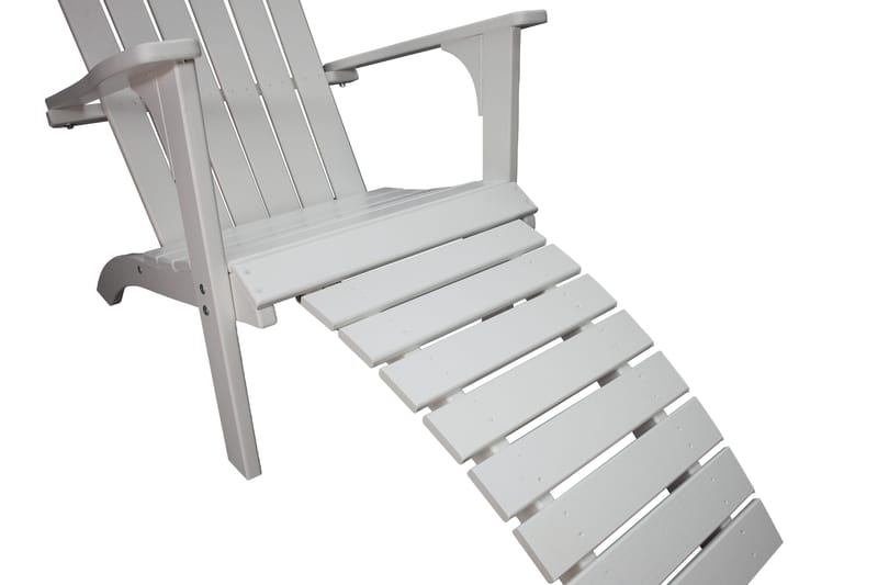 Rolston Dækstol med Fodskammel - Hvid - Havemøbler - Havestole - Solstole - Dækstol