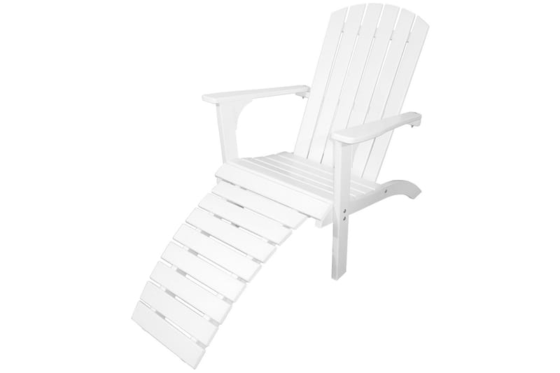 Rolston Dækstol med Fodskammel - Hvid - Havemøbler - Havestole - Solstole - Dækstol