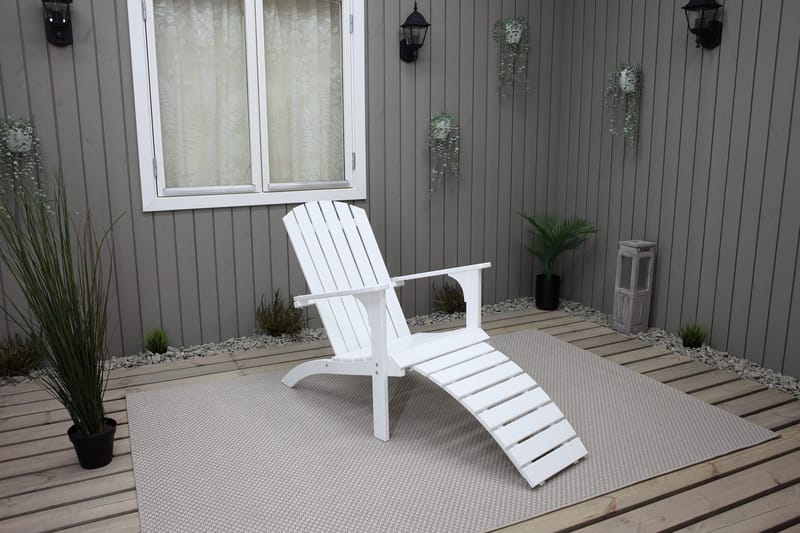 Rolston Dækstol med Fodskammel - Hvid - Havemøbler - Havestole - Solstole - Dækstol