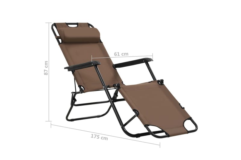 Foldbare Liggestole 2 Stk. Med Fodstøtter Stål Brun - Brun - Havemøbler - Havestole - Solstole