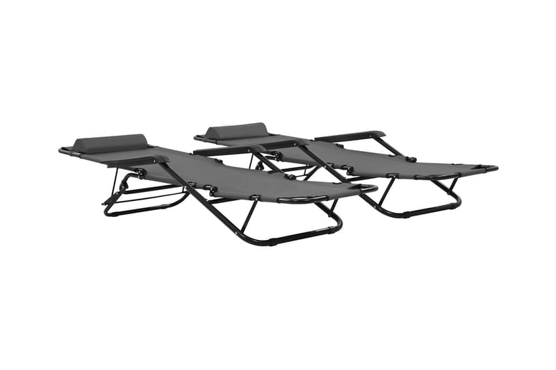 Foldbare Liggestole 2 Stk. Med Fodstøtter Stål Grey - Grå - Havemøbler - Havestole - Solstole