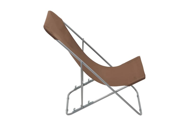 Foldbare Strandstole 2 Stk. Stål Og Oxfordstof Brun - Brun - Havemøbler - Havestole - Solstole