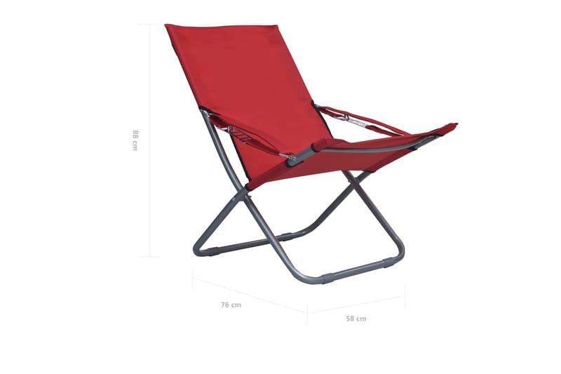 Foldbare Strandstole 2 stk. Stof Rød - Rød - Havemøbler - Havestole - Solstole