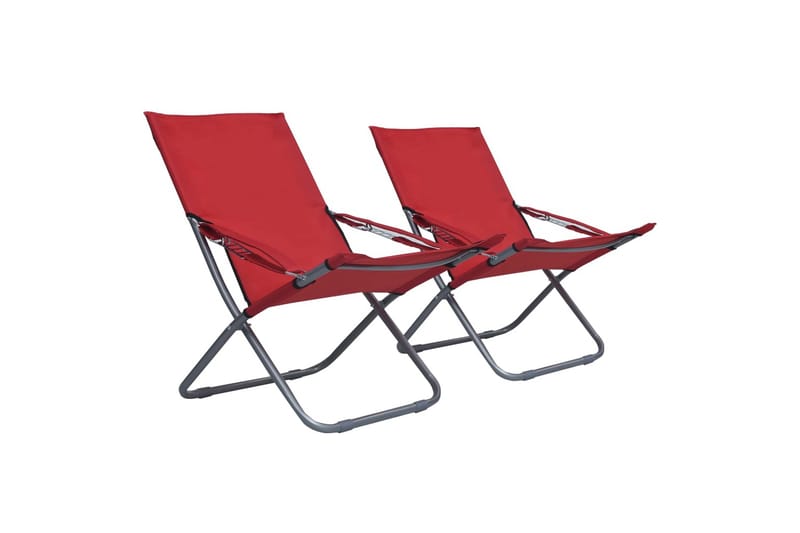 Foldbare Strandstole 2 stk. Stof Rød - Rød - Havemøbler - Havestole - Solstole