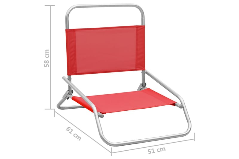 Foldbare Strandstole 2 Stk. Stof Rød - Rød - Havemøbler - Havestole - Solstole