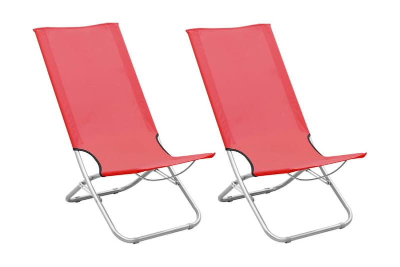 Foldbare Strandstole 2 Stk. Stof Rød - Rød - Havemøbler - Havestole - Solstole