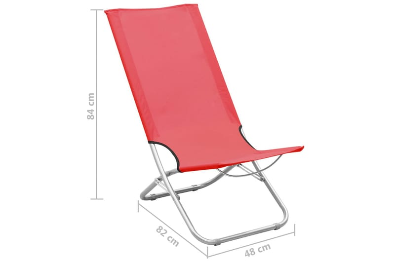 Foldbare Strandstole 2 Stk. Stof Rød - Rød - Havemøbler - Havestole - Solstole