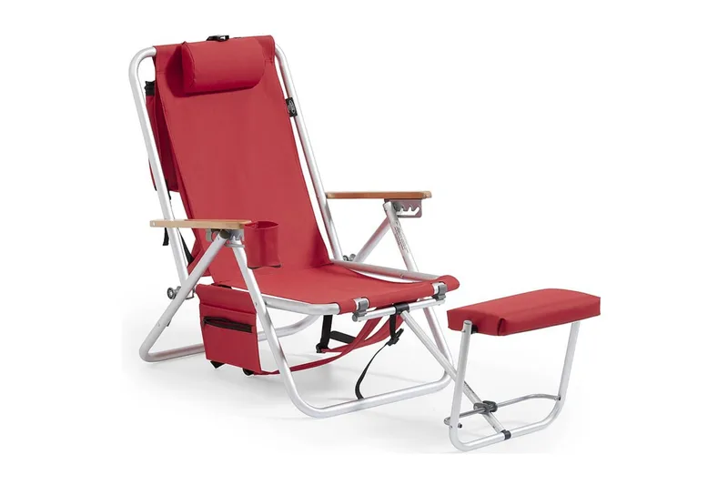 Friluftstol Fritab ROXY med køletaske/mobil-lomme - Rød - Havemøbler - Havestole - Solstole - Strandstol