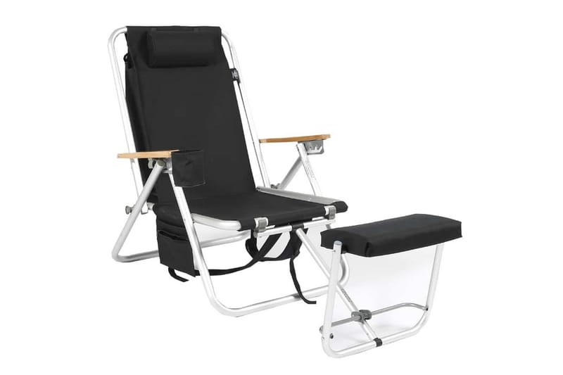 Friluftstol Fritab ROXY med køletaske/mobil-lomme - Sort - Havemøbler - Havestole - Solstole - Strandstol