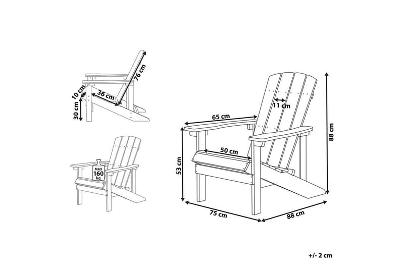 Havestol Adirondack - Rosa, Lyserød, 75x88x88 cm - Havemøbler - Havestole - Solstole - Dækstol