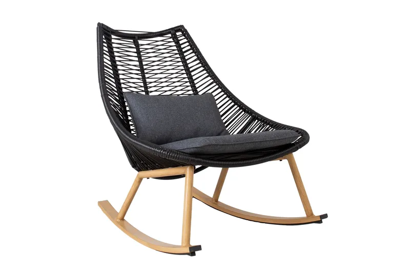 Helsinki Gyngestol - Sort/Træ - Havemøbler - Havestole - Havegyngestol