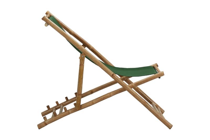 Liggestol bambus og lærred grøn - Grøn - Solstole